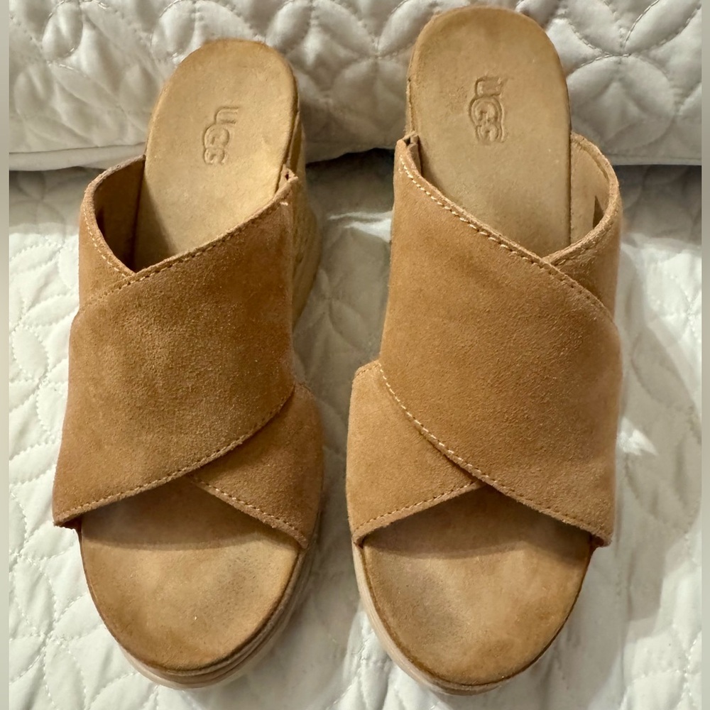 Like New Ugg Stacked Wedge Slip on Sandal